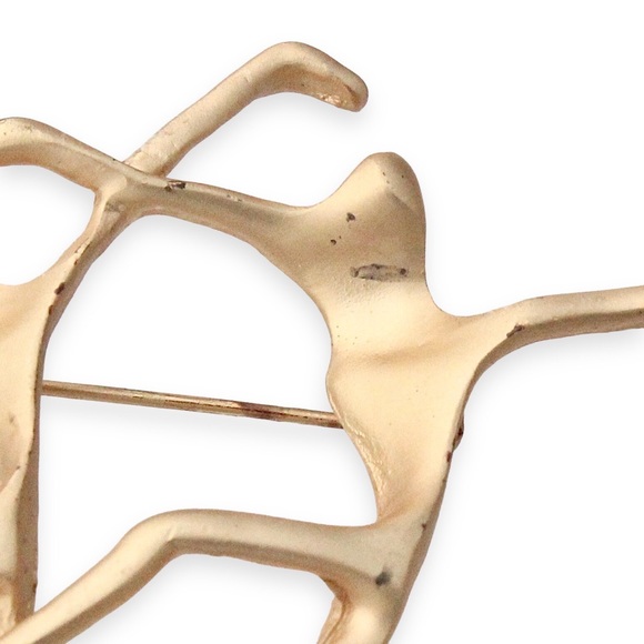 Vintage Modernist Dancers Brooch Two People Dancing Abstract Gold Tone Pin - Picture 3 of 5